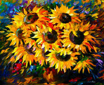 Собранный букет подсолнухов