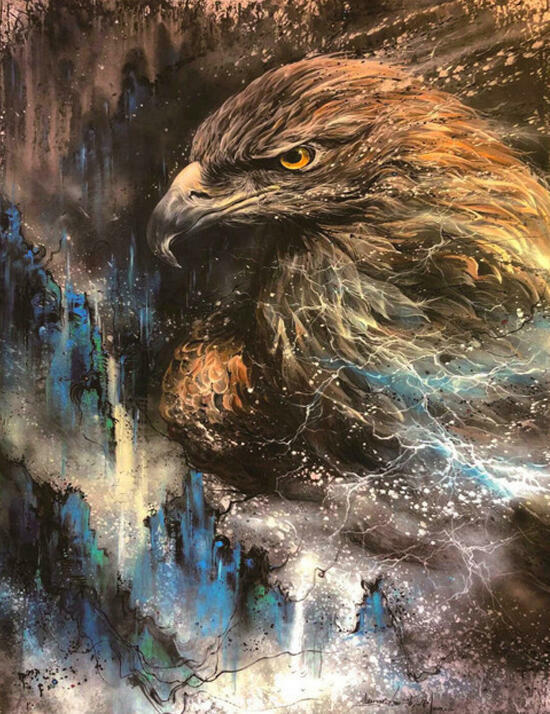 Алмазная мозаика 50x65 Грозный взгляд орла