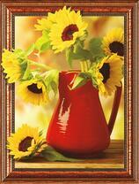 Декоративный подсолнух в красном кувшине