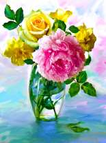 Букет с розовым пионом