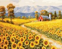 Ферма среди поля подсолнухов