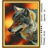 Алмазная мозаика 40x50 Взрослый серый волк