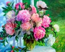 Букет пионов в вазе
