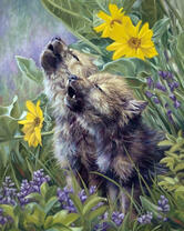 Волчата среди цветов