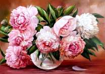 Букет домашних розовых пионов