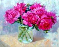 Баночка с букетом пионов