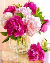 Милый букетик пионов на столе