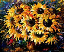 Букет из семи подсолнухов в кувшине