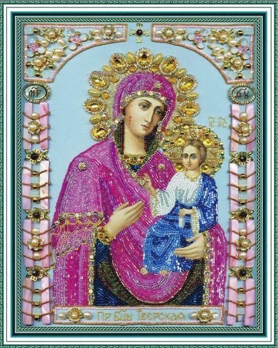 Алмазная мозаика 40x50 Изображение иконы Пресвятой Богородицы Тверской