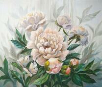 Бабочки и белые пионы