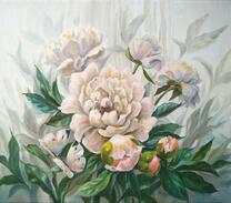 Куст белых пионов