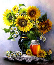 Подсолнухи с ромашками и мёдом