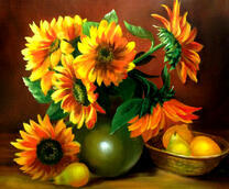 Букет подсолнухов и груши