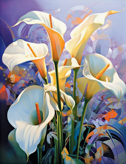 Алмазная мозаика 40x50 Шикарные белые каллы