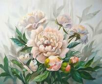 Белые пионы и бабочки